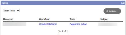 tasks widget showing conduct referral workflows.