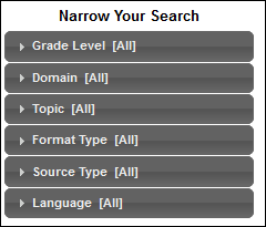 List of categories to narrow search