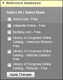 Reference Databases search options