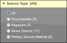Source Type search options